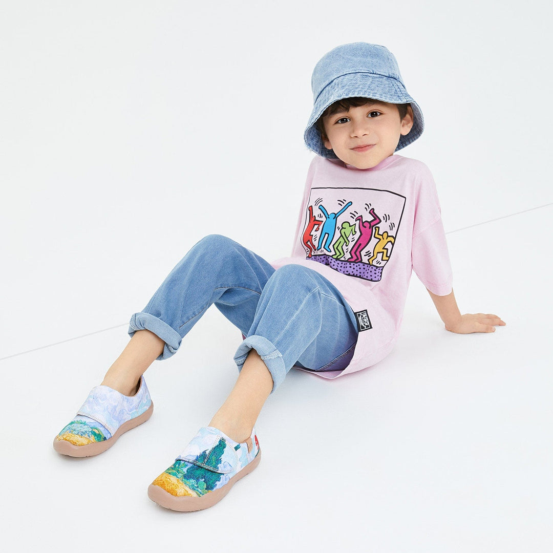 UIN Footwear Kid Van Gogh Wheatfield with Cypresses Kid Canvas loafers